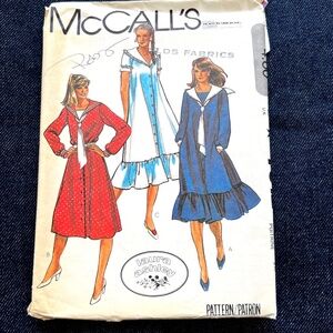 McCalls Pattern Laura Ashley Sailor Style Dress Ruffle Button Up 7912 Size 12